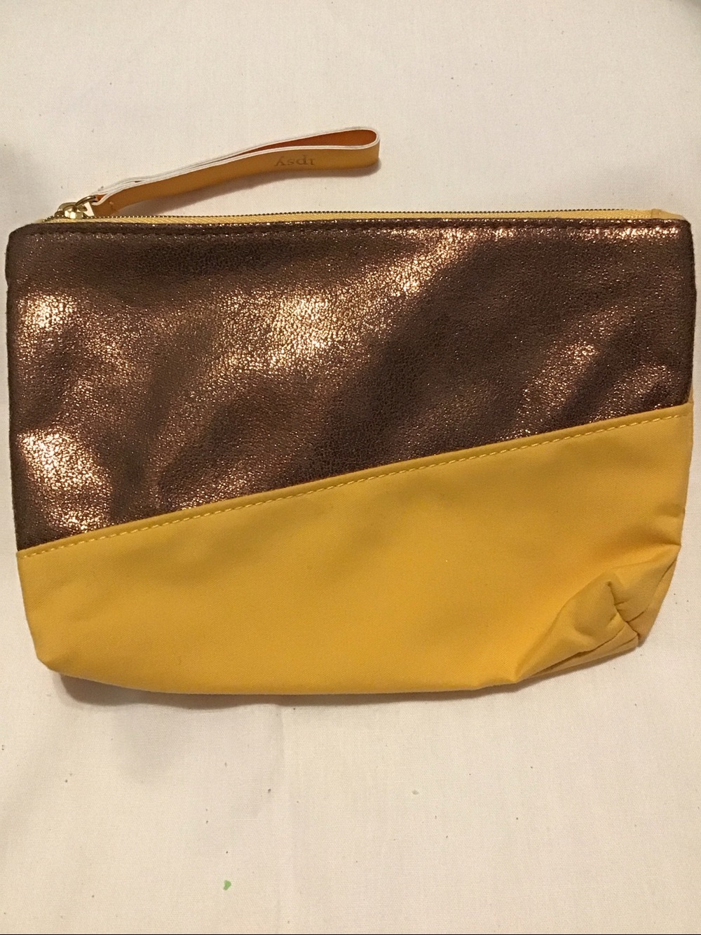 Ipsy Yellow & Bronze Cosmetic Bag